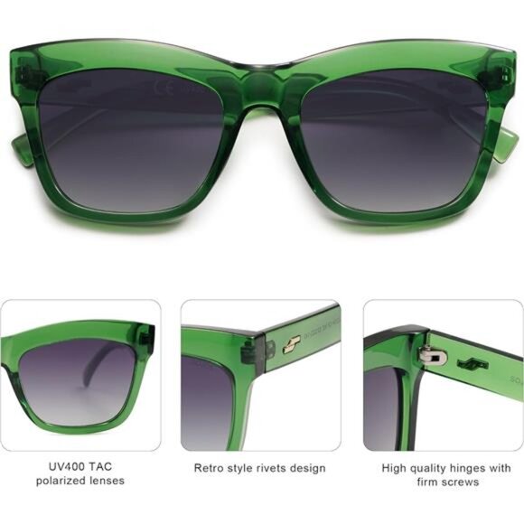 Cat Eye Polarized Sunglasses for Women Retro Trendy Bold Rectangular Sunnies main image 2